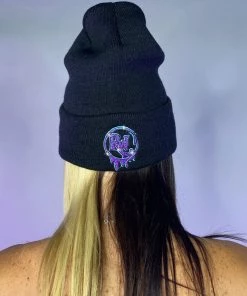 555stickers Cry Baby Graffiti Embroidered Black Beanie Accessories