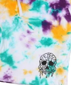 BJD Inc. Wax Skull Tie Dye Fleece Shorts