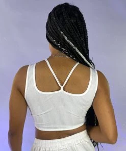 AE White Strapped Down Cutout Top