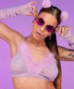 OhYes Fashion Bubble-icious Sheer Fur Bralette New