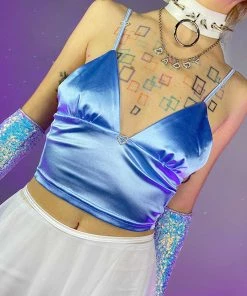 AE Blue Satin Skies Crop Top