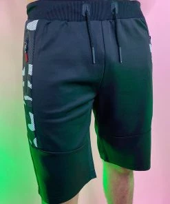 Phillip Marciano LLC Mens Men's Black Camo Stripe Basic Shorts