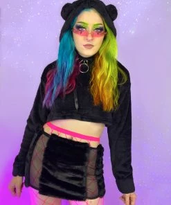 OhYes Fashion Cuddle Puddle Fuzzy Crop Hoodie