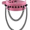 AE Spike Faux Leather Choker With Hanging Chains