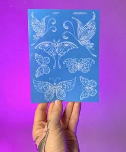 AE Soft Butterflies White Temporary Tattoo