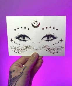 AE Crescent Moon Sparkles Gold Freckle Temporary Tattoo Womens