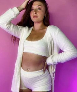 Roma Cozy Comfy White Robe With Pockets