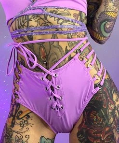 Roma Candy Lane Strappy Ring Detailed High Waisted Shorts New