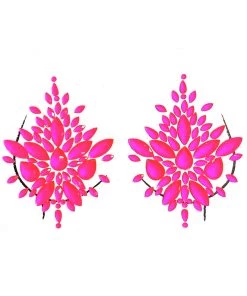 Uniflying Neon Pink Black Light Reflective Self-Adhesive Jewel Pasties