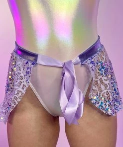 J. Valentine Lilac Sequin Net Tie Skirt