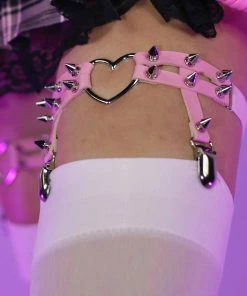 AE New 2pc Heart Spiked Faux Leather Leg Garters