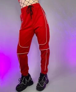 AE Womens Red Reflective Unisex Joggers