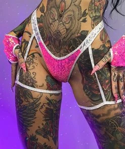 Roma Astro Candy Sequin Shorts With Attached Garters New