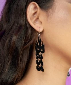 Nomad Kandi Bass Babe Black Flame Earrings