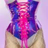 J. Valentine Hot Pink Vinyl Holographic Corset Waist Cincher