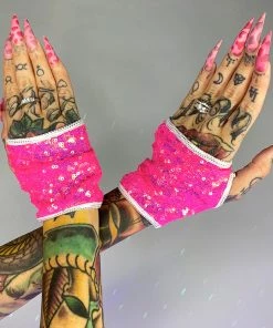 Roma Astro Candy Open Finger Sequin Gloves