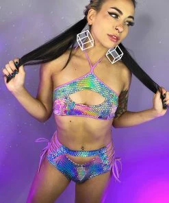 Roma Womens Astro Candy Cutout Cropped Top