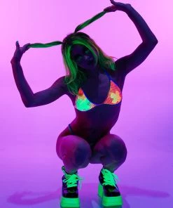 Roma New Rainbow Raver Fishnet Bikini Top