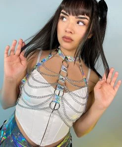 AE Heart Assassin Holographic Harness Chain Top