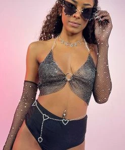 AE Maddy Crystallized Mesh Top