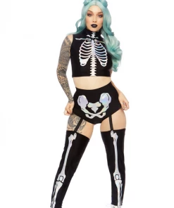 Leg Avenue 3pc Holographic Skeleton W Attached Leggings