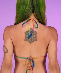 Roma New Rainbow Raver Fishnet Bikini Top