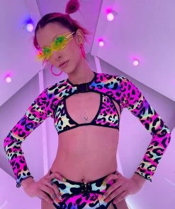 Elizabeth Acid Jungle Long Sleeve Shrug With Buckle New