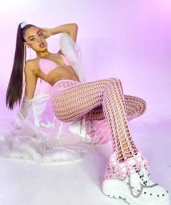 Hot And Delicious Pink Desert Trails 2pc Crochet Pant Set New