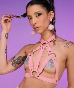 Daisy's Corsets Pretty In Pink Stretchy Harness Top New