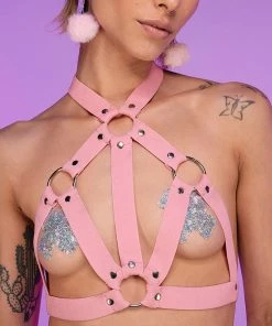 Daisy's Corsets Pretty In Pink Stretchy Harness Top New