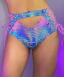 Roma Astro Candy Cutout High Waisted Shorts With Lace-up Detail Womens