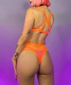 Main Street Loungewear 2pc Neon Livin' Fishnet Set Womens