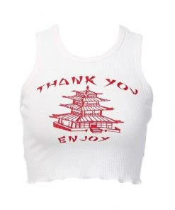 AE Womens TY ENJOY White Crop Top