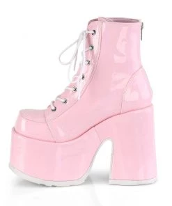 Pleasers Shoes Demonia Holo Pink Lace-Up Ankle Boot