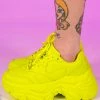 Berness Shoes Womens Neon Yellow Flexx Platform Sneakers