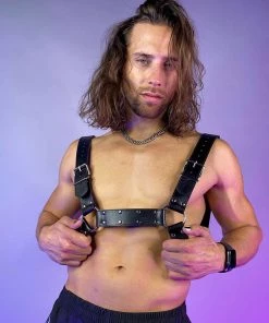 AE Strapped And Ready Black Faux Leather Harness