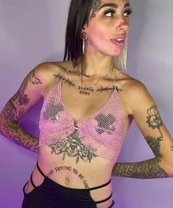 AE Maddy Crystallized Mesh Top