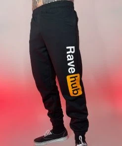 555stickers Rave Hub Black Sweatpants Womens