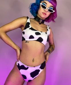 AE 2pc Milkshake Cow Print Bikini Set New