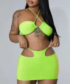 AE Neon Lime Kandi 2pc Skirt Set New