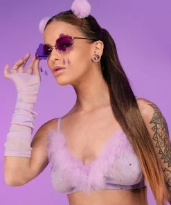 OhYes Fashion Bubble-icious Sheer Fur Bralette New