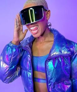 AE Blue Galaxy Latex Puffer Jacket