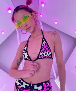 Elizabeth New Acid Jungle Bikini Tie Top