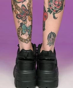 Berness Shoes Womens Black Elevated Platform Sneakers