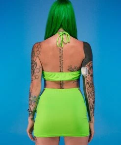 AE Neon Lime Kandi 2pc Skirt Set New