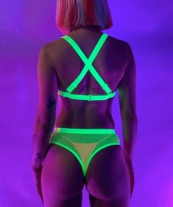 Main Street Loungewear 2pc Neon Livin' Fishnet Set Womens