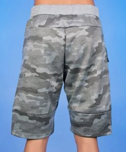 Phillip Marciano LLC Mens Light Grey Camo Slant Zipper Men's Shorts