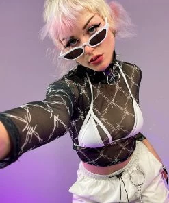 AE Barbed Bish Mesh Crop Top New