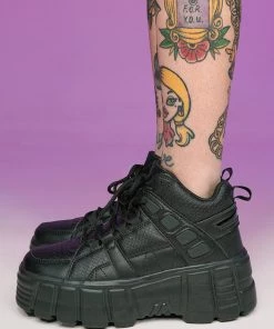 Berness Shoes Womens Black Elevated Platform Sneakers