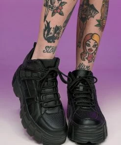 Berness Shoes Womens Black Elevated Platform Sneakers